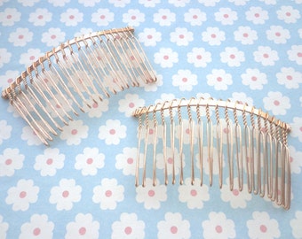 Nickel free--10 pcs Gold Metal Hair Combs (20teeth) 36mmx75mm