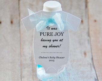 Hand Sanitizer Gift Tags ~ PURE JOY having you at my shower ~ Sanitizer Favors ~ 10 tags ~ 2 1/2" ~ Multiple Colors to Choose From