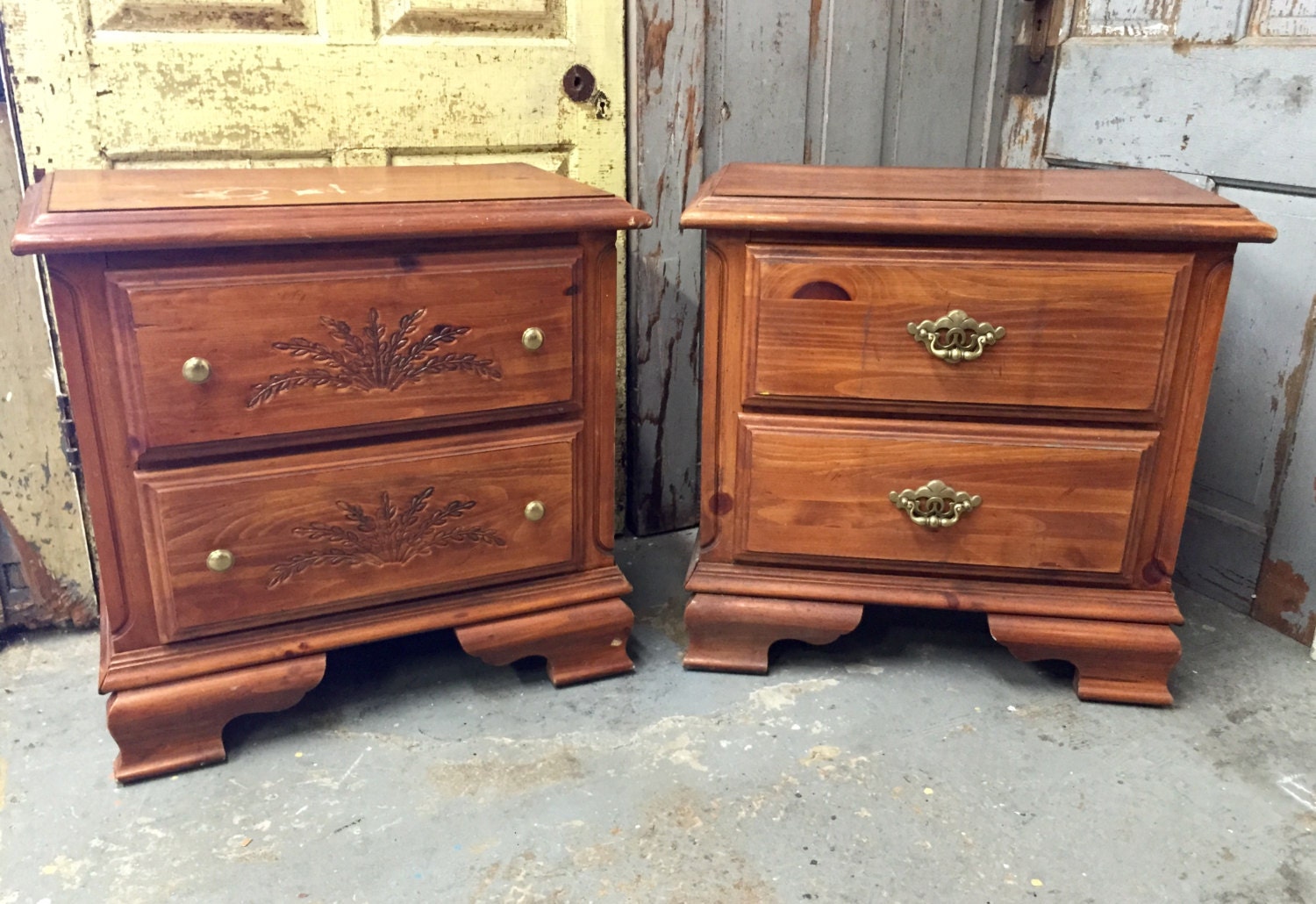 Wooden Nightstand, 2 Drawer Night Stand, Beach Cottage Furniture