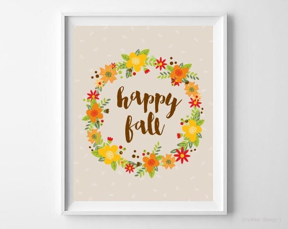 Fall Wall Decor happy fall wall art printable floral wreath thanksgiving print Fall Wall Decor happy fall wall art printable floral wreath thanksgiving print