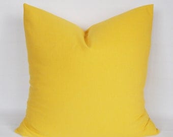Solid Yellow pillow,Decorative pillow,Throw pillow,Pillow cover Cotton Canvas Blend,12,14,16,18,20,22,24,26,28,30 inch