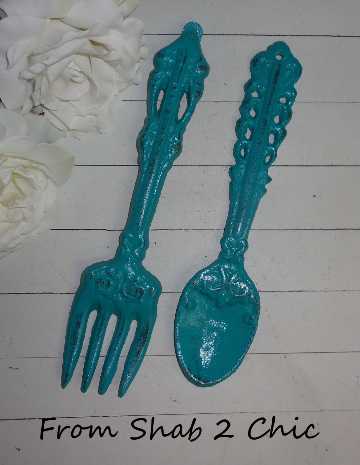 TEAL / Fork And Spoon / Home Decor / Kitchen Wall Decor