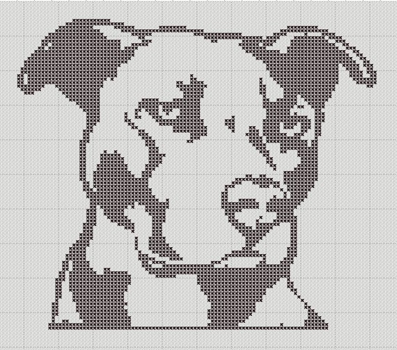 Download Pit Bull Staffy Silhouette Small Cross Stitch Pattern 1 Color