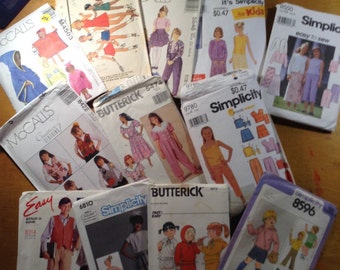 Children's Clothing Sewing Patterns - lot of 12