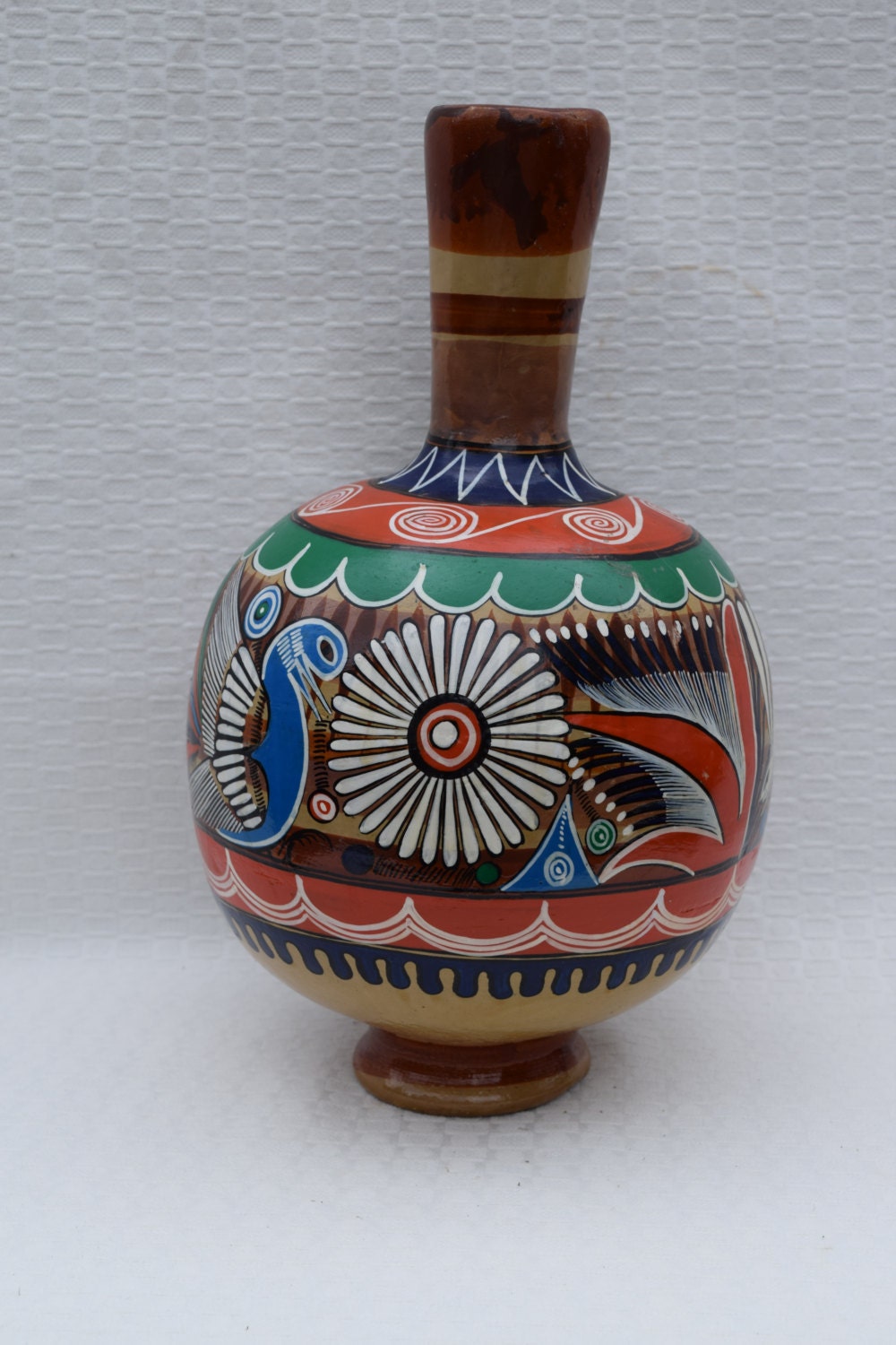 Vintage Hand Painted Mexican Pottery / Tall by RagandBonesFinds