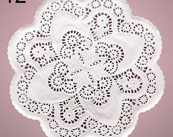 25 French Lace Paper Doilies - 12 Inch Round - Use for Gift Packaging, Scrapbooking, Crafting