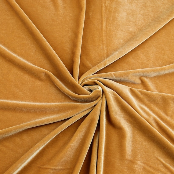Gold Stretch Velvet Fabric by the yard or wholesale 1 Yard