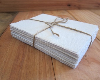 White Handmade paper sheets, Recycled paper, Homemade paper, Eco friendly paper, Natural Writing paper, 20 sheets 4 1/4" x 6" (10.5 x 15cm)