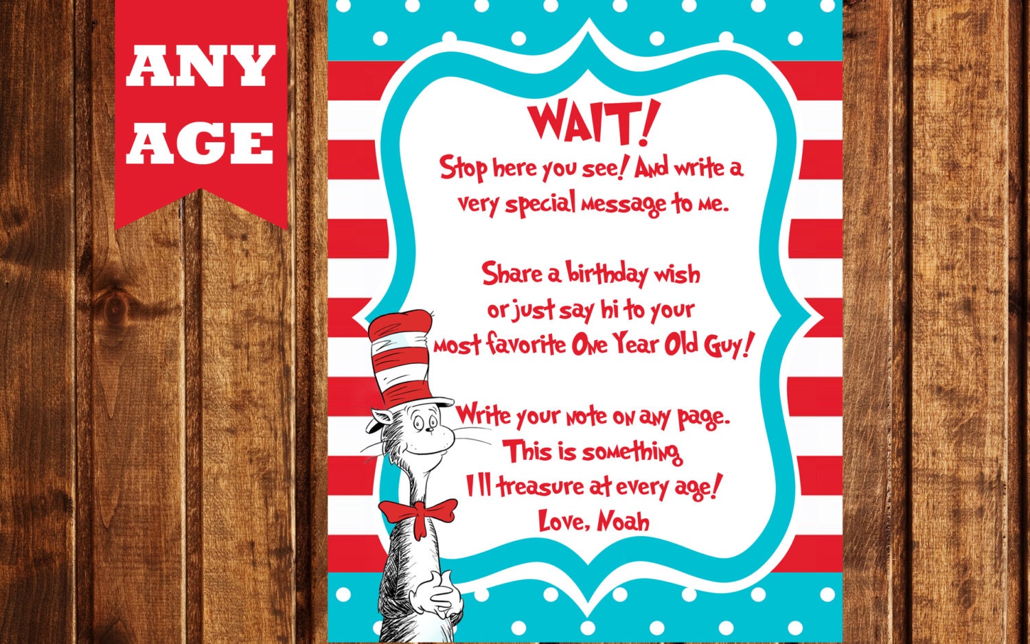 Dr. Seuss Guest Book Sign / Cat in the Hat Guest Book Sign/ Dr