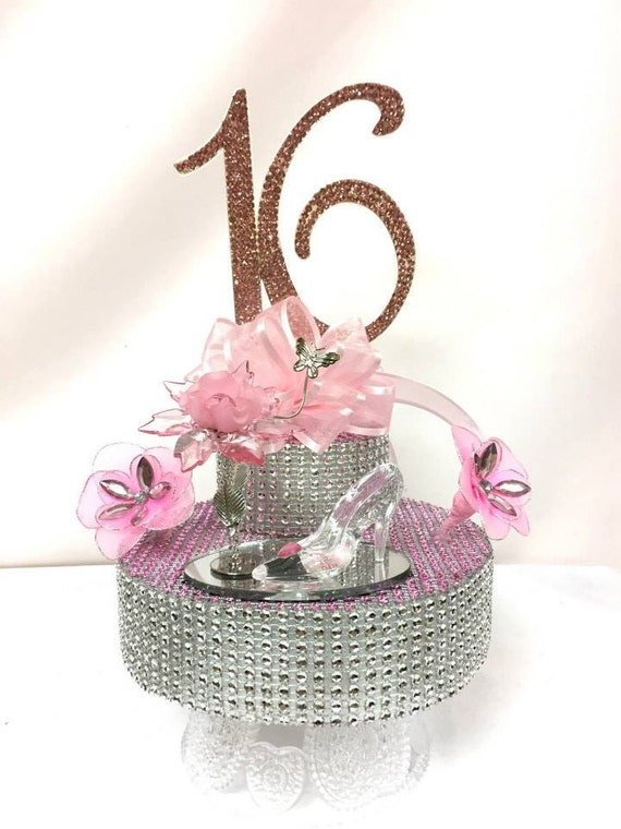 Sweet 16 Sixteen Rhinestone Number Cake Topper or Centerpiece