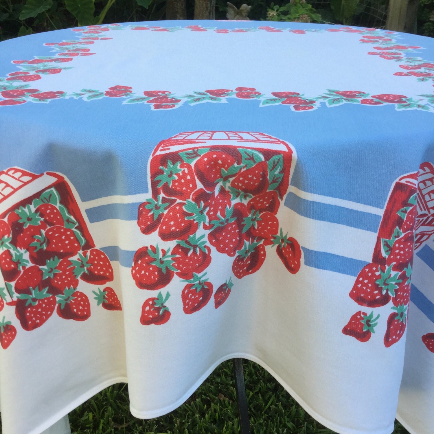 Vintage Strawberry Basket Tablecloth by Beauty Kraft