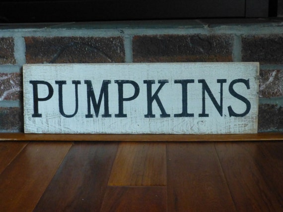 Very rustic primitive pumpkin sign handpainted on reclaimed