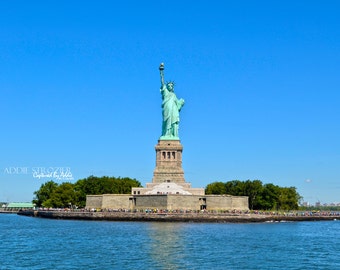 NYC Statue of Liberty Print New York City Print / Lady Liberty Manhattan Hudson River New York New Jersey Wall Art