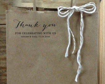 Wedding stamp for welcome bags or favors, self inking or wood handle stamp