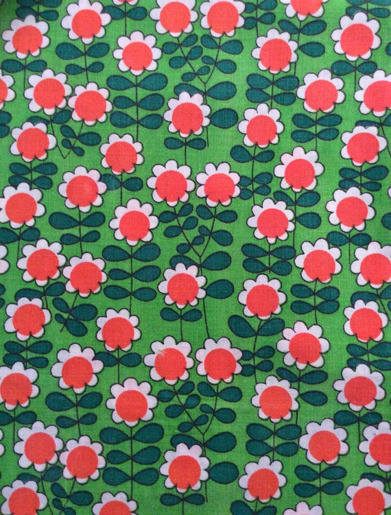 Fantastic rare 60s mod floral fabric swedish scandi pattern in