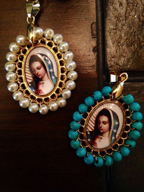 Our Lady of Guadalupe Gold Plated Medal beaded. Medal only.
