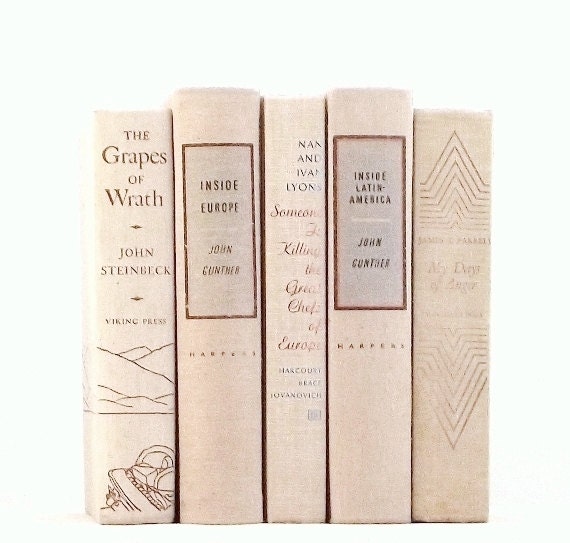 Cream linen covered decorative books ivory linen covered book