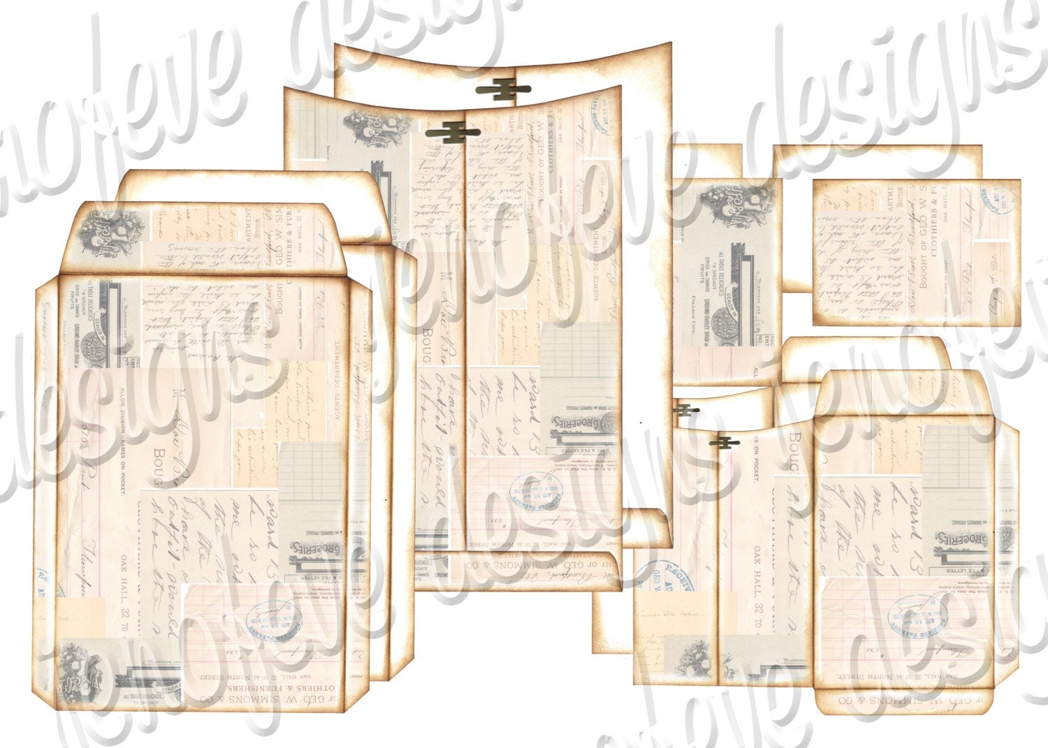 6x9 Printable Envelope Album Collage & Plain Templates