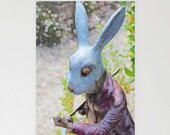 Greetings Card, Hand Made card, Birthday Card, blank card , Artist card, Alice in Wonderland, White Rabbit Greetings Card, Hand Made card, Birthday Card, blank card , Artist card, Alice in Wonderland, White Rabbit