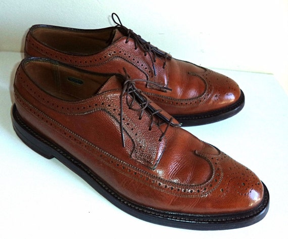 12 D FLORSHEIM Shoes Imperial Full Long Wingtip Brown Cognac