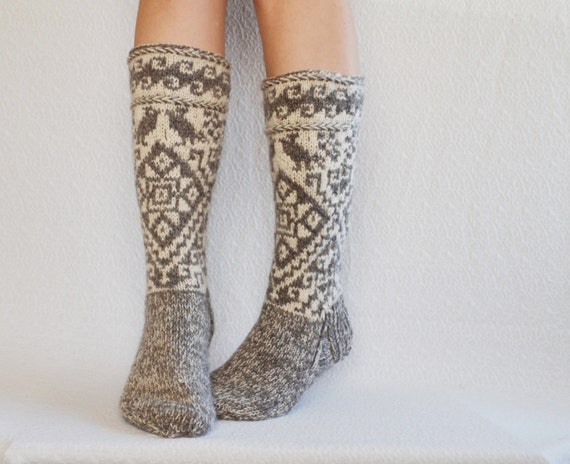 Handknit wool socks long womens wool socks thick warm women