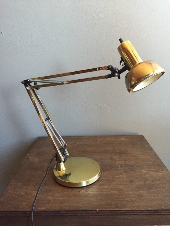 Vintage Brass Articulated Desk Lamp With Bass by Electrix