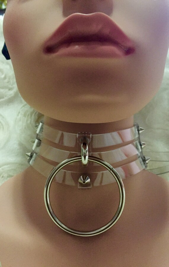 90s Triple Line Choker Transparent Big O Ring SILVER Shape Choker Necklace, Gothic , 90's choker