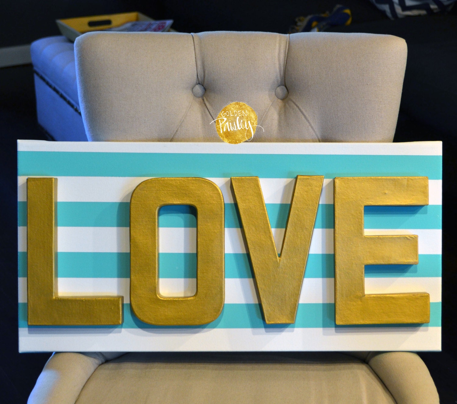 LOVE Dimensional Wall Art Wall Hanging Love Sign by GoldenPaisley