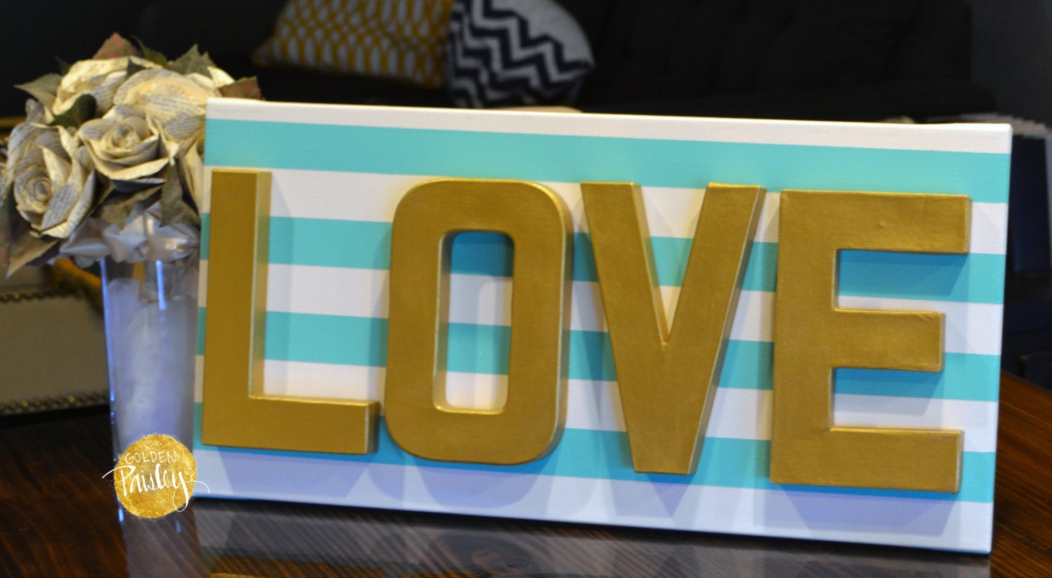 LOVE Dimensional Wall Art Wall Hanging Love Sign by GoldenPaisley