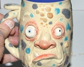 Grumpy Grouchy face mug handsculpted stoneware signed J Cotton One of a kind! 16 oz Grumpy Grouchy face mug handsculpted stoneware signed J Cotton One of a kind! 16 oz