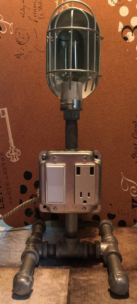 Items similar to Steampunk Table/ Desk Lamp with dual USB ...