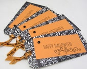 Large Halloween Tags - Set of Four Tags - Halloween Decoration - Halloween Gift Tags - Black and Orange Tags - Trick or Treat Tags