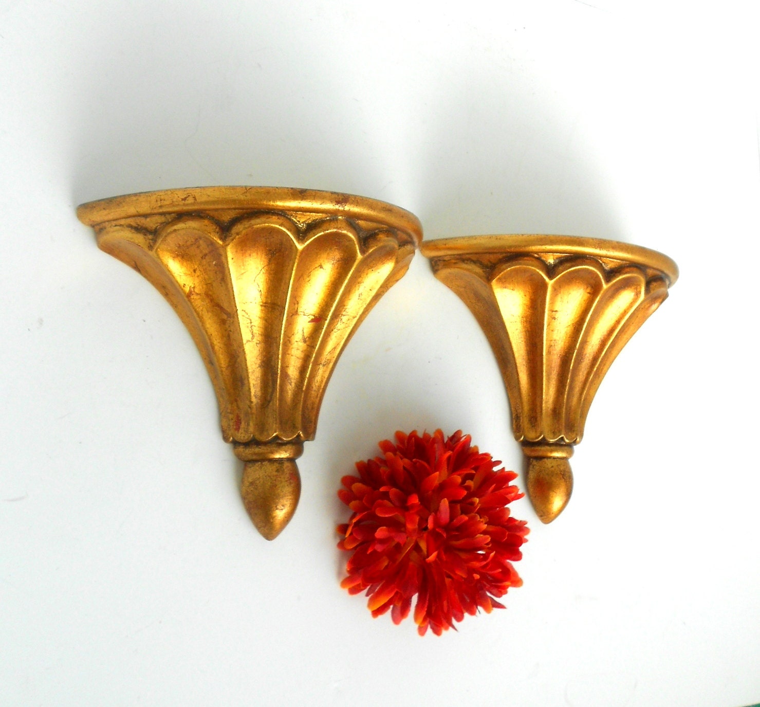 Pair of Shelf SconcesDecorative SconcesPair of Wall Gold on Small Sconce Shelf id=66333