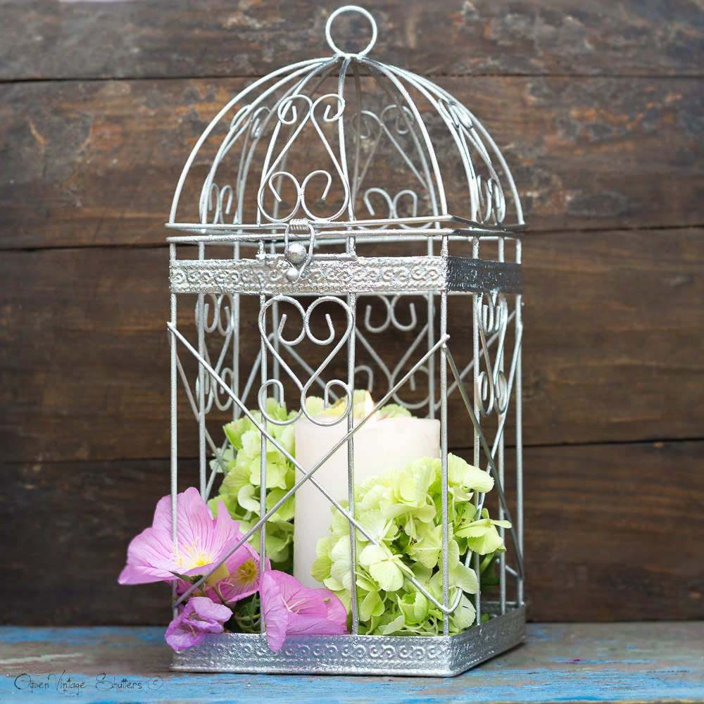 Birdcage Card Holder Silver Money Box Wedding Birdcage Card