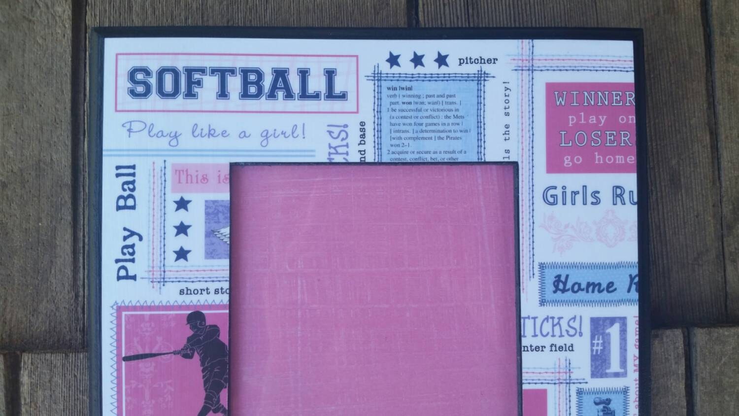 PINK & BLUE SOFTBALL frame, 5x7 frame, team photo frame, girls softball, sports frame, photo