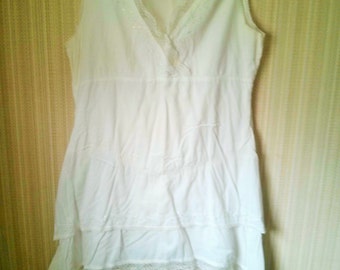 Vintage White Cotton and Lace Tunic