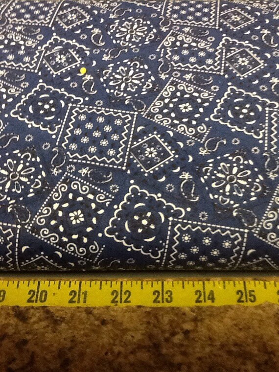 Dark Blue Blazin Bandana Fabric by the yard