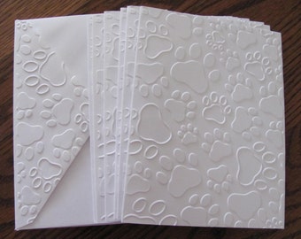 Paw Print Embossed Cards, Note Cards, Embossed Cards, Pet Cards, Pet Sympathy Cards, Dog Paws Card, Dog Cards, Paw Print Cards, Paw Prints
