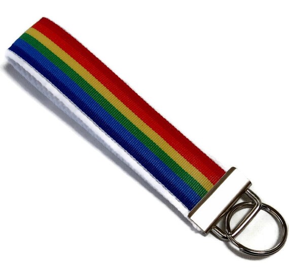Rainbow Stripe Key Fob Clutch Wristlet by WhileEllieDreams on Etsy