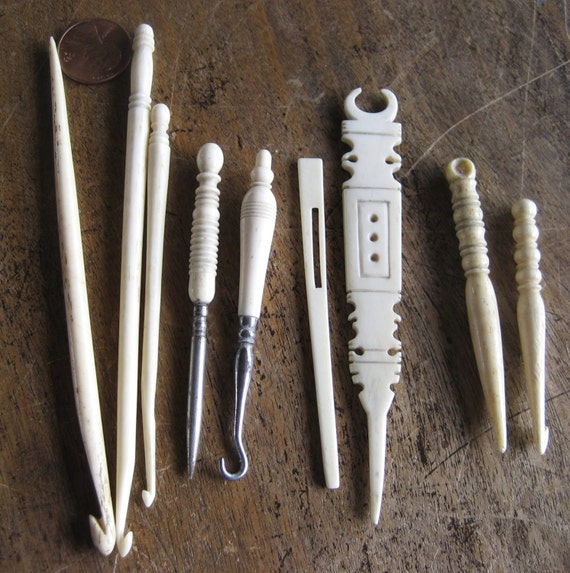 Vintage Crochet Hooks Tatting Awls and Lacemaking Tools.