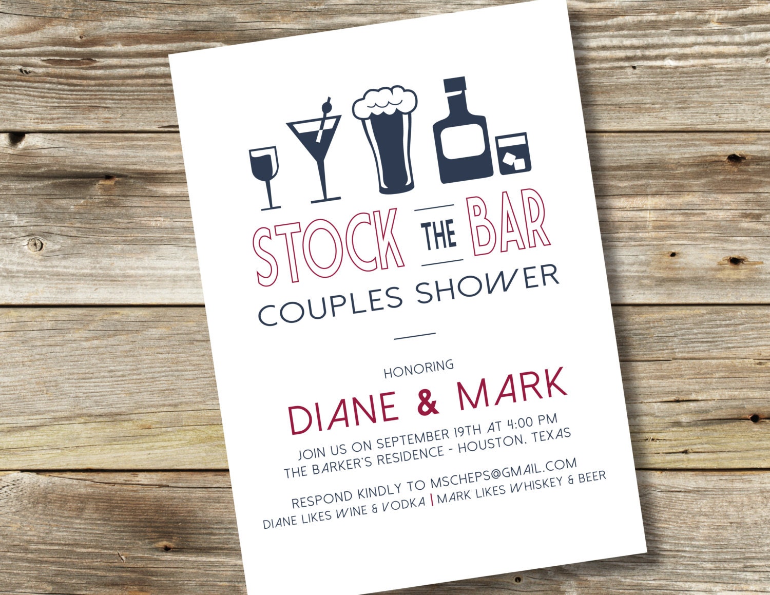 Stock The Bar Couples Shower Invitations 9