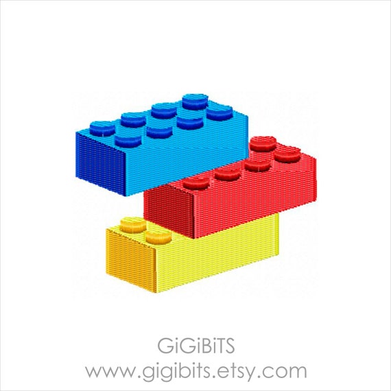 Filled Embroidery Lego Blocks INSTANT DOWNLOAD