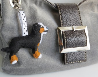 Bernese Mountain dog hand sewn felt bag charm