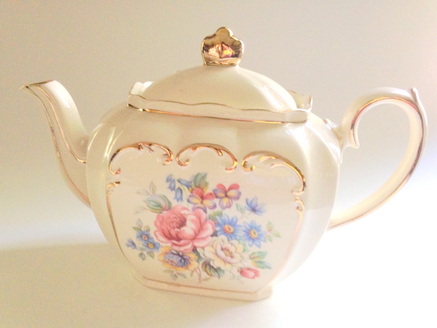 Pink Rose Sadler Teapot 6 cup Sadler Cube Teapot English