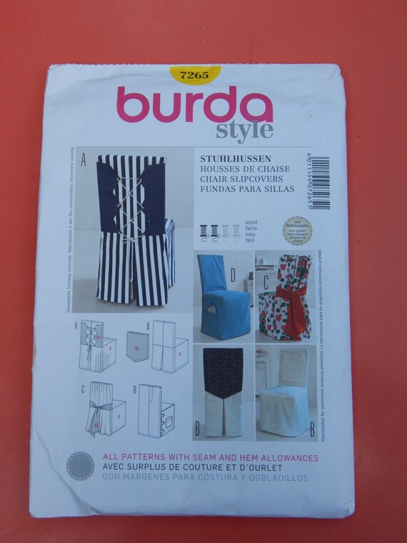 Patron Burda 7265 repas de housse de chaise Uncut