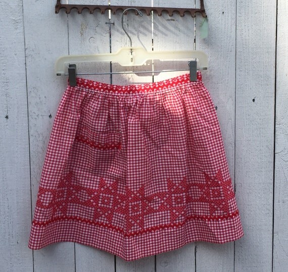 Red and White Gingham Vintage Apron