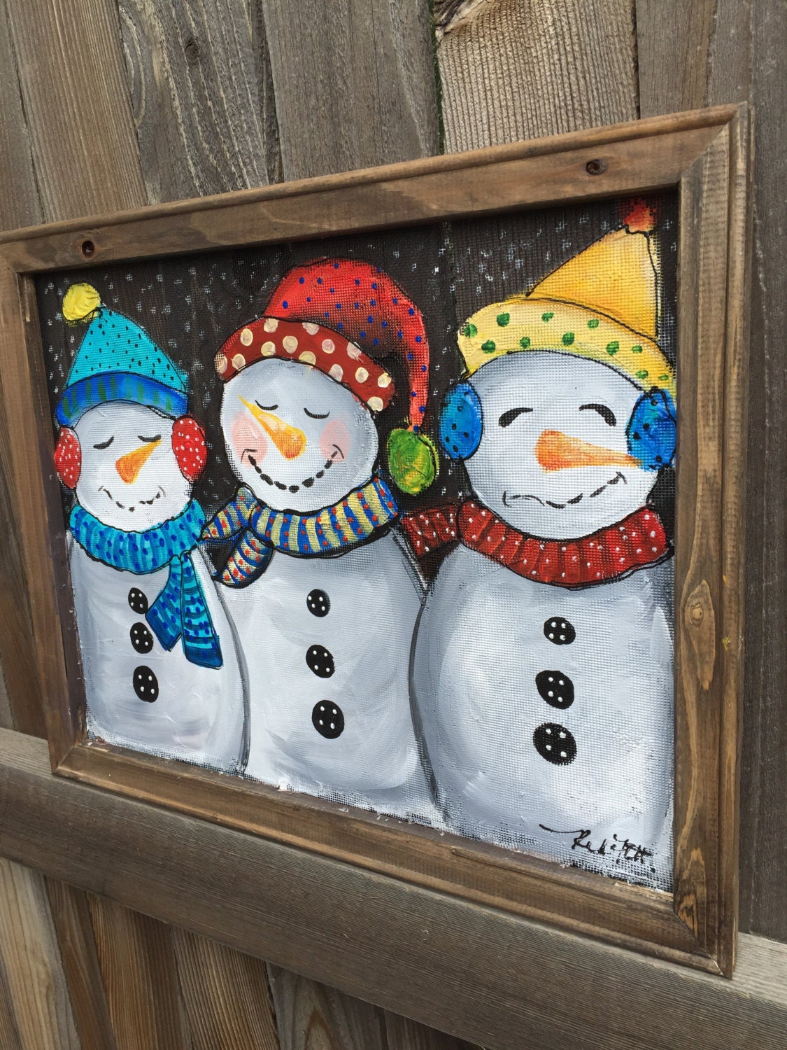 3 Snowman Window Screensnowman Artsnowman Outdoor Art