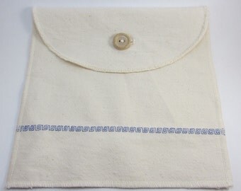 Reusable Organic Cotton Sandwich / Snack Bag ~ Greek Keys