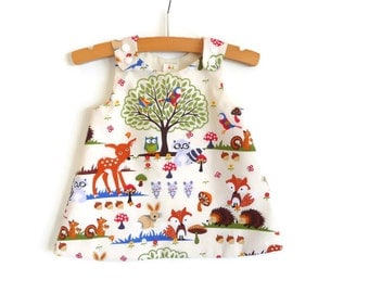 Baby A-line dress - infant A-line dress - girls A-line dress - baby pinafore - toddler pinafore - girls dress - woodlands dress - baby dress