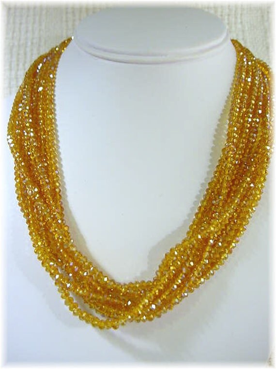 Swarovski Sterling Silver Crystal Bead Multi Strand Necklace